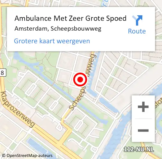 Locatie op kaart van de 112 melding: Ambulance Met Zeer Grote Spoed Naar Amsterdam, Scheepsbouwweg op 27 maart 2024 18:45
