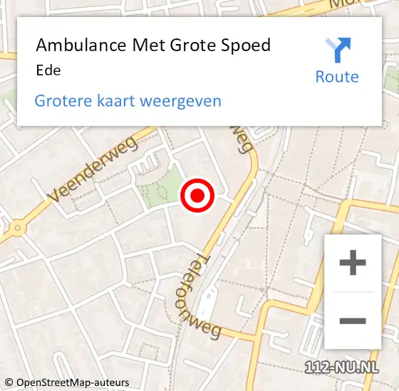 Locatie op kaart van de 112 melding: Ambulance Met Grote Spoed Naar Ede op 27 maart 2024 18:51