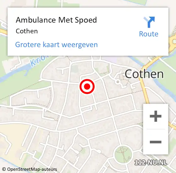 Locatie op kaart van de 112 melding: Ambulance Met Spoed Naar Cothen op 27 maart 2024 18:54