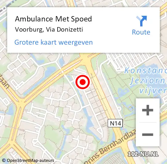 Locatie op kaart van de 112 melding: Ambulance Met Spoed Naar Voorburg, Via Donizetti op 27 maart 2024 18:57