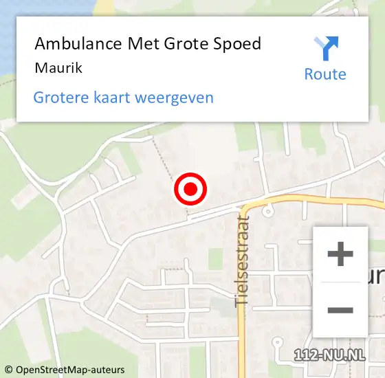 Locatie op kaart van de 112 melding: Ambulance Met Grote Spoed Naar Maurik op 27 maart 2024 19:00