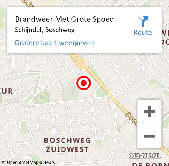 Locatie op kaart van de 112 melding: Brandweer Met Grote Spoed Naar Schijndel, Boschweg op 27 maart 2024 19:01