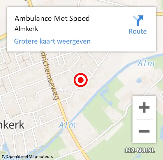 Locatie op kaart van de 112 melding: Ambulance Met Spoed Naar Almkerk op 27 maart 2024 19:12