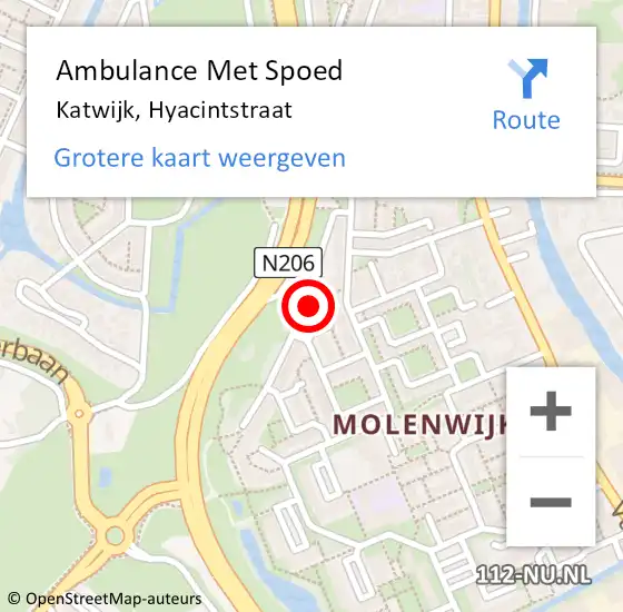 Locatie op kaart van de 112 melding: Ambulance Met Spoed Naar Katwijk, Hyacintstraat op 27 maart 2024 19:16