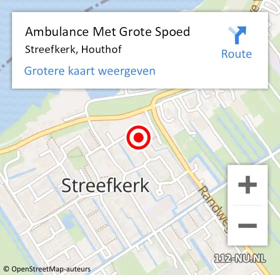 Locatie op kaart van de 112 melding: Ambulance Met Grote Spoed Naar Streefkerk, Houthof op 27 maart 2024 19:19