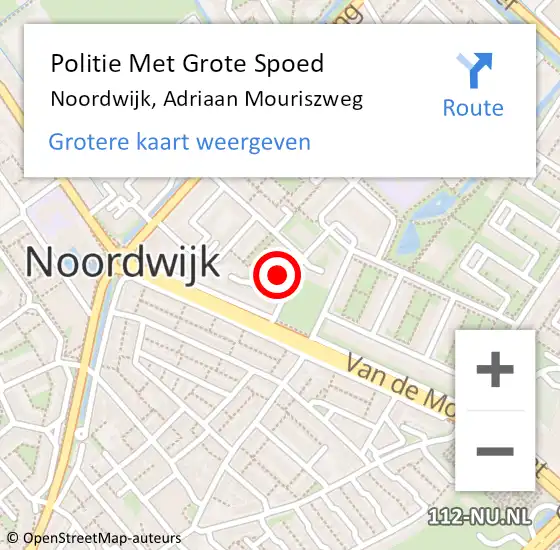 Locatie op kaart van de 112 melding: Politie Met Grote Spoed Naar Noordwijk, Adriaan Mouriszweg op 27 maart 2024 19:32