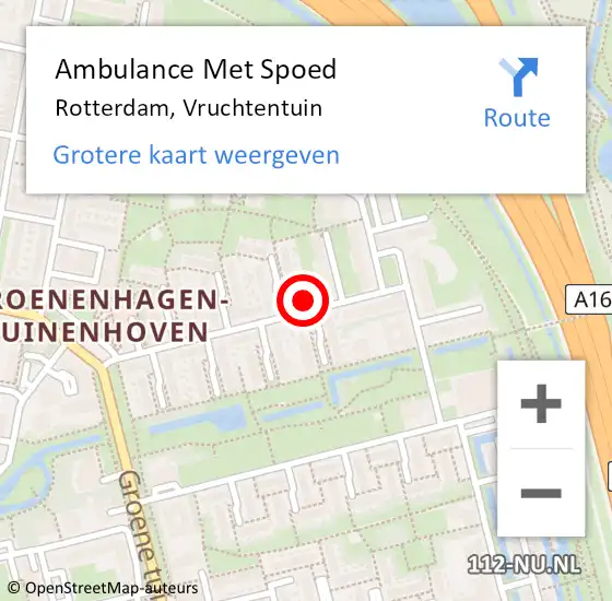 Locatie op kaart van de 112 melding: Ambulance Met Spoed Naar Rotterdam, Vruchtentuin op 27 maart 2024 19:40