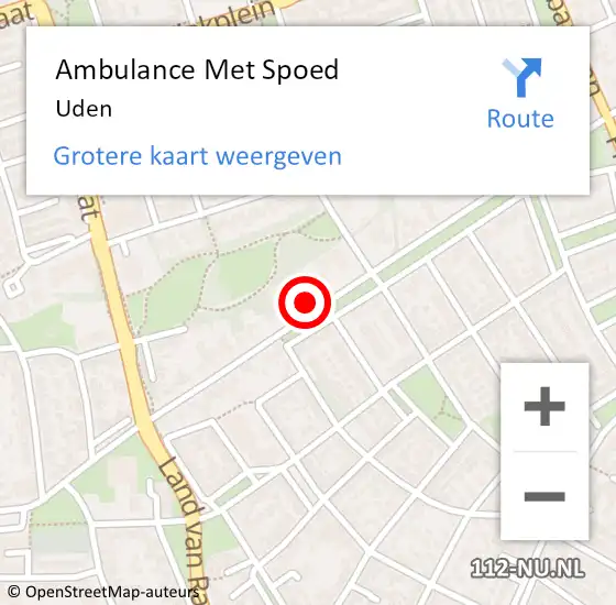 Locatie op kaart van de 112 melding: Ambulance Met Spoed Naar Uden op 27 maart 2024 19:42