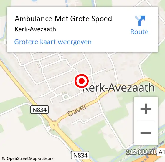 Locatie op kaart van de 112 melding: Ambulance Met Grote Spoed Naar Kerk-Avezaath op 27 maart 2024 19:51