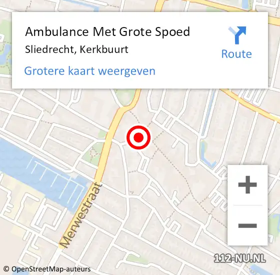 Locatie op kaart van de 112 melding: Ambulance Met Grote Spoed Naar Sliedrecht, Kerkbuurt op 27 maart 2024 19:51