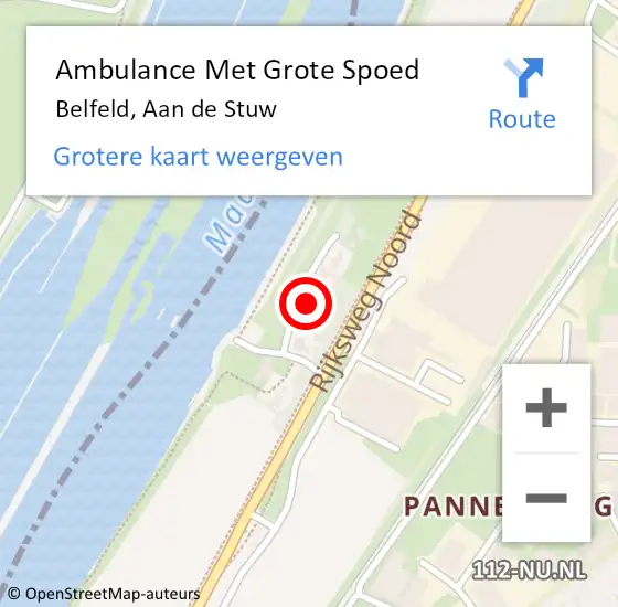 Locatie op kaart van de 112 melding: Ambulance Met Grote Spoed Naar Belfeld, Aan de Stuw op 27 maart 2024 19:57