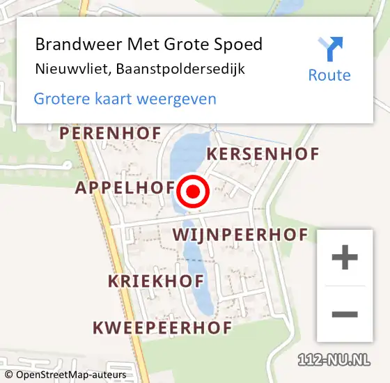 Locatie op kaart van de 112 melding: Brandweer Met Grote Spoed Naar Nieuwvliet, Baanstpoldersedijk op 27 maart 2024 19:57