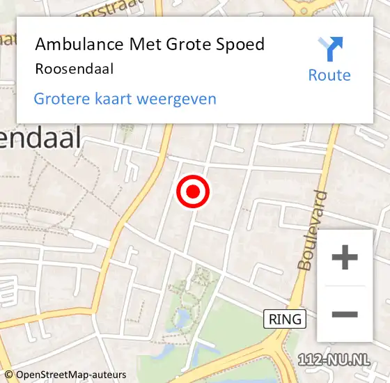 Locatie op kaart van de 112 melding: Ambulance Met Grote Spoed Naar Roosendaal op 27 maart 2024 20:06