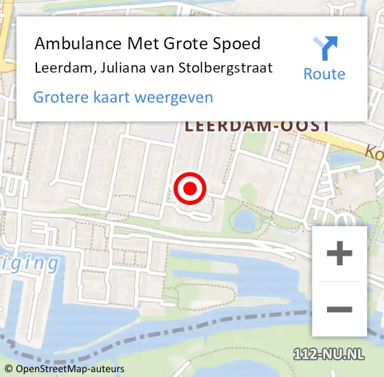 Locatie op kaart van de 112 melding: Ambulance Met Grote Spoed Naar Leerdam, Juliana van Stolbergstraat op 27 maart 2024 20:07