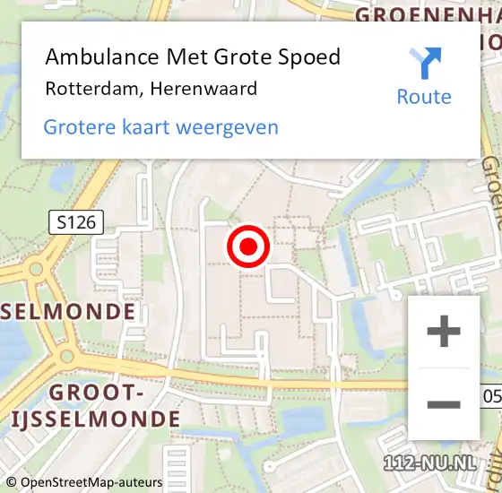 Locatie op kaart van de 112 melding: Ambulance Met Grote Spoed Naar Rotterdam, Herenwaard op 27 maart 2024 20:15