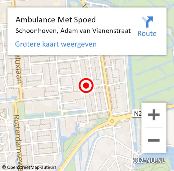 Locatie op kaart van de 112 melding: Ambulance Met Spoed Naar Schoonhoven, Adam van Vianenstraat op 27 maart 2024 20:28