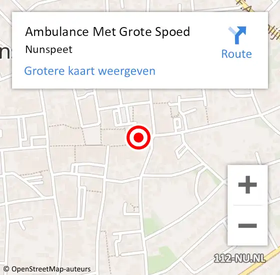 Locatie op kaart van de 112 melding: Ambulance Met Grote Spoed Naar Nunspeet op 27 maart 2024 20:29