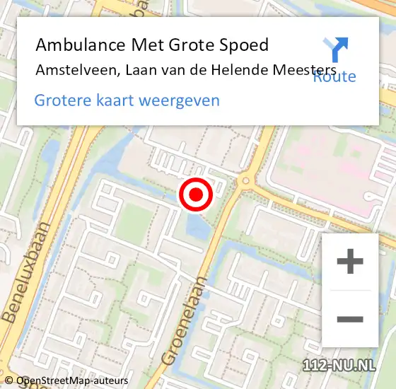 Locatie op kaart van de 112 melding: Ambulance Met Grote Spoed Naar Amstelveen, Laan van de Helende Meesters op 27 maart 2024 20:38