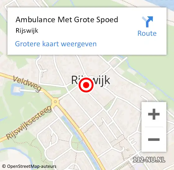 Locatie op kaart van de 112 melding: Ambulance Met Grote Spoed Naar Rijswijk op 27 maart 2024 20:42
