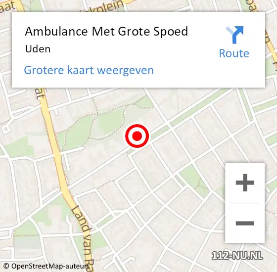 Locatie op kaart van de 112 melding: Ambulance Met Grote Spoed Naar Uden op 27 maart 2024 20:44