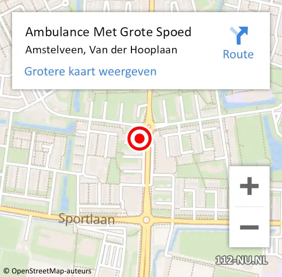 Locatie op kaart van de 112 melding: Ambulance Met Grote Spoed Naar Amstelveen, Van der Hooplaan op 27 maart 2024 21:09