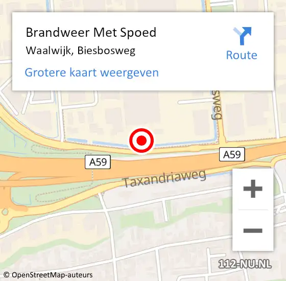 Locatie op kaart van de 112 melding: Brandweer Met Spoed Naar Waalwijk, Biesbosweg op 27 maart 2024 22:15