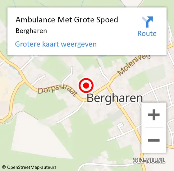 Locatie op kaart van de 112 melding: Ambulance Met Grote Spoed Naar Bergharen op 27 maart 2024 22:29