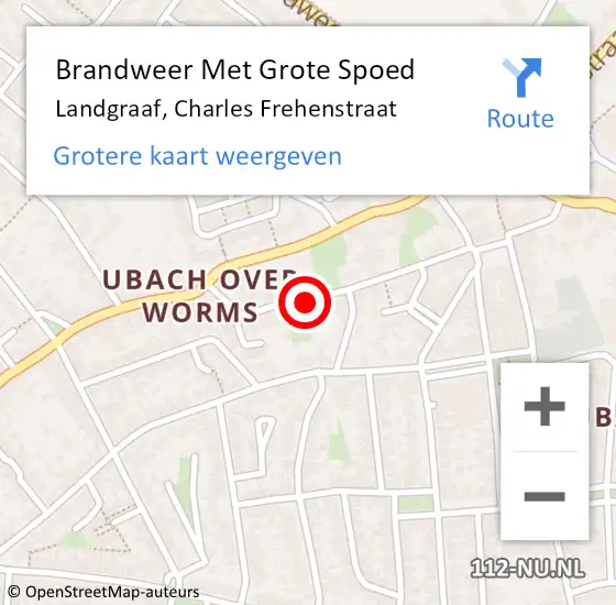 Locatie op kaart van de 112 melding: Brandweer Met Grote Spoed Naar Landgraaf, Charles Frehenstraat op 27 maart 2024 22:30