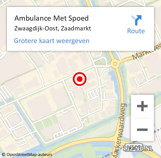 Locatie op kaart van de 112 melding: Ambulance Met Spoed Naar Zwaagdijk-Oost, Zaadmarkt op 27 maart 2024 22:34