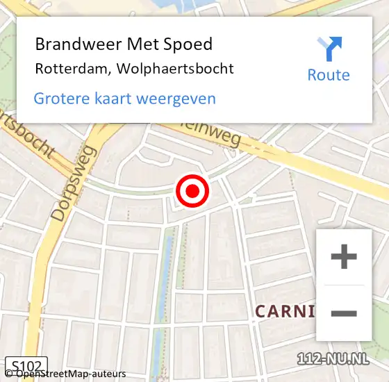 Locatie op kaart van de 112 melding: Brandweer Met Spoed Naar Rotterdam, Wolphaertsbocht op 27 maart 2024 22:36