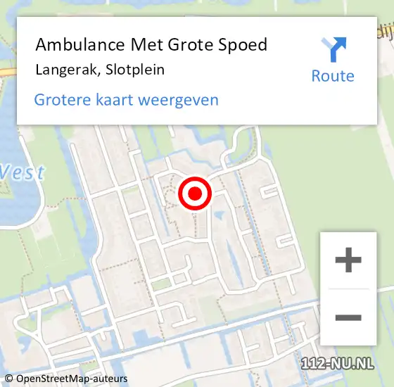 Locatie op kaart van de 112 melding: Ambulance Met Grote Spoed Naar Langerak, Slotplein op 27 maart 2024 22:50