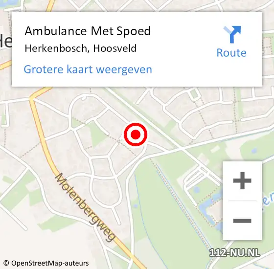Locatie op kaart van de 112 melding: Ambulance Met Spoed Naar Herkenbosch, Hoosveld op 27 maart 2024 22:54