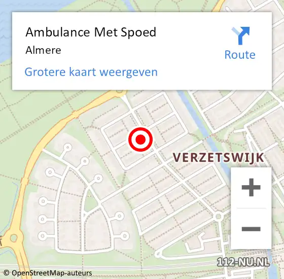 Locatie op kaart van de 112 melding: Ambulance Met Spoed Naar Almere op 27 maart 2024 22:57