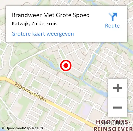 Locatie op kaart van de 112 melding: Brandweer Met Grote Spoed Naar Katwijk, Zuiderkruis op 27 maart 2024 23:04