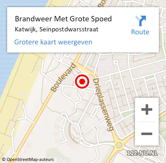 Locatie op kaart van de 112 melding: Brandweer Met Grote Spoed Naar Katwijk, Seinpostdwarsstraat op 27 maart 2024 23:11