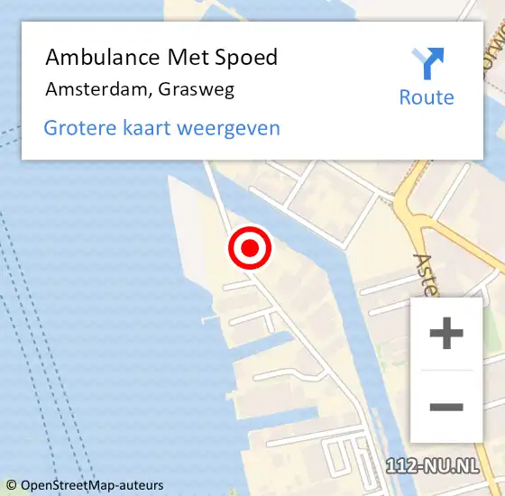 Locatie op kaart van de 112 melding: Ambulance Met Spoed Naar Amsterdam, Grasweg op 27 maart 2024 23:25