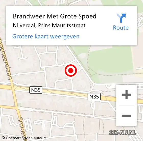 Locatie op kaart van de 112 melding: Brandweer Met Grote Spoed Naar Nijverdal, Prins Mauritsstraat op 27 maart 2024 23:27