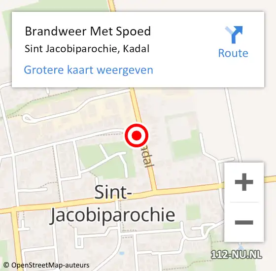 Locatie op kaart van de 112 melding: Brandweer Met Spoed Naar Sint Jacobiparochie, Kadal op 27 maart 2024 23:58