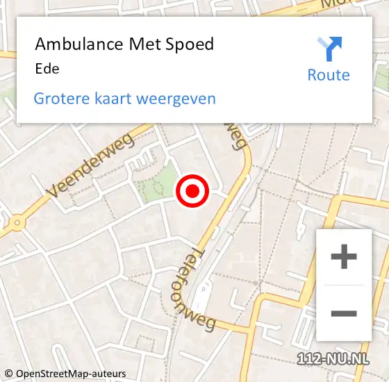 Locatie op kaart van de 112 melding: Ambulance Met Spoed Naar Ede op 28 maart 2024 00:10