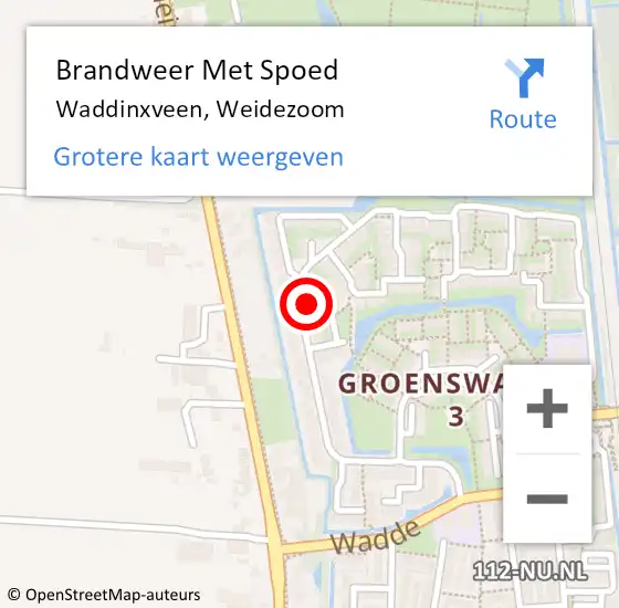Locatie op kaart van de 112 melding: Brandweer Met Spoed Naar Waddinxveen, Weidezoom op 28 maart 2024 00:33