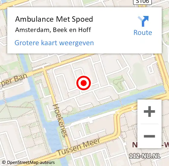 Locatie op kaart van de 112 melding: Ambulance Met Spoed Naar Amsterdam, Beek en Hoff op 28 maart 2024 00:43