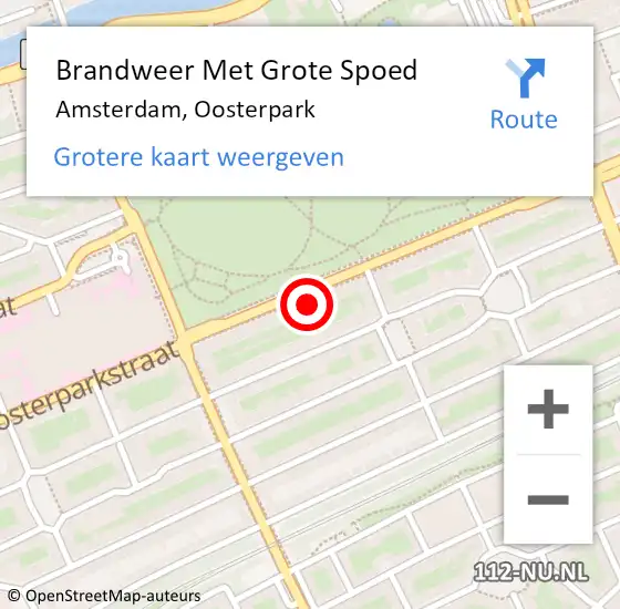 Locatie op kaart van de 112 melding: Brandweer Met Grote Spoed Naar Amsterdam, Oosterpark op 28 maart 2024 00:45