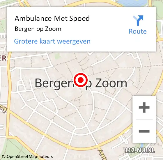 Locatie op kaart van de 112 melding: Ambulance Met Spoed Naar Bergen op Zoom op 28 maart 2024 01:04