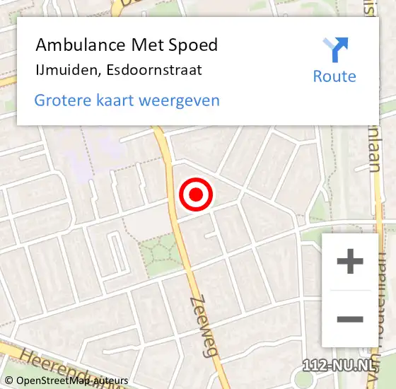 Locatie op kaart van de 112 melding: Ambulance Met Spoed Naar IJmuiden, Esdoornstraat op 28 maart 2024 02:10