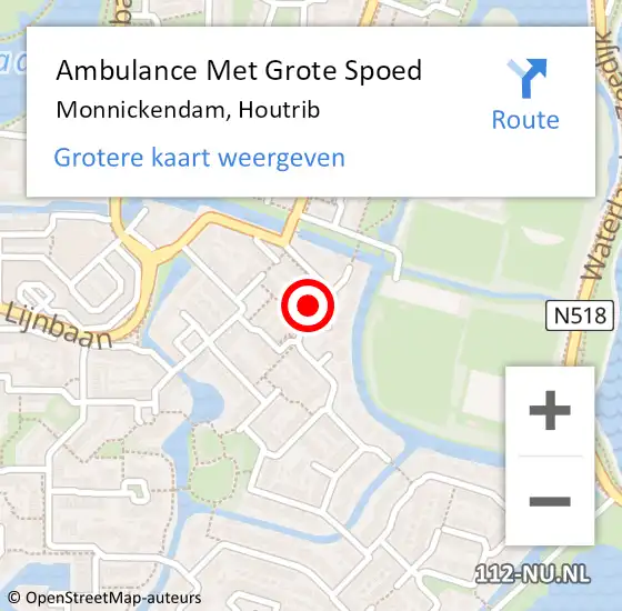 Locatie op kaart van de 112 melding: Ambulance Met Grote Spoed Naar Monnickendam, Houtrib op 28 maart 2024 02:11