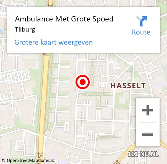 Locatie op kaart van de 112 melding: Ambulance Met Grote Spoed Naar Tilburg op 28 maart 2024 02:27