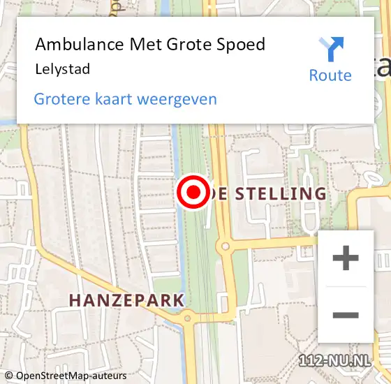 Locatie op kaart van de 112 melding: Ambulance Met Grote Spoed Naar Lelystad op 28 maart 2024 02:36