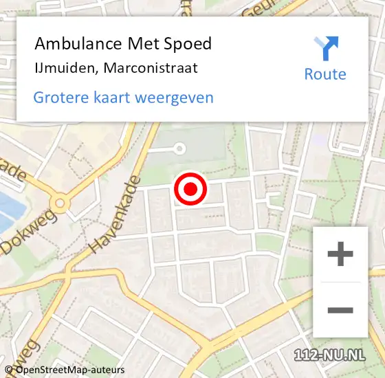 Locatie op kaart van de 112 melding: Ambulance Met Spoed Naar IJmuiden, Marconistraat op 28 maart 2024 02:41