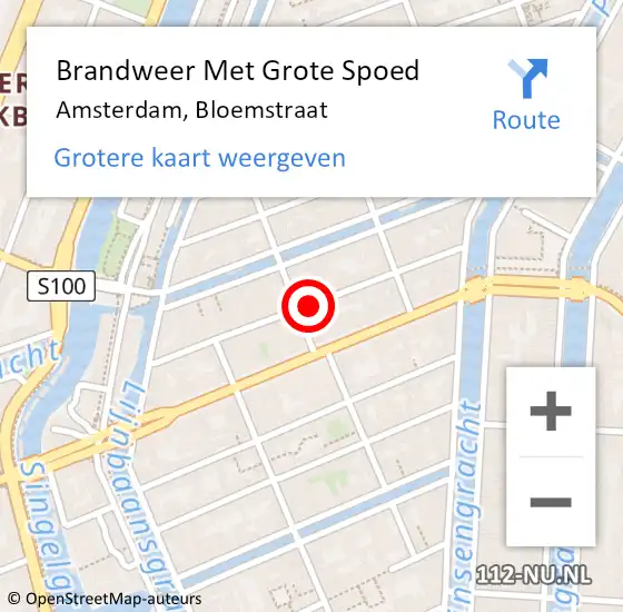 Locatie op kaart van de 112 melding: Brandweer Met Grote Spoed Naar Amsterdam, Bloemstraat op 28 maart 2024 02:53