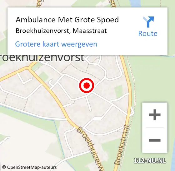 Locatie op kaart van de 112 melding: Ambulance Met Grote Spoed Naar Broekhuizenvorst, Maasstraat op 28 maart 2024 03:25